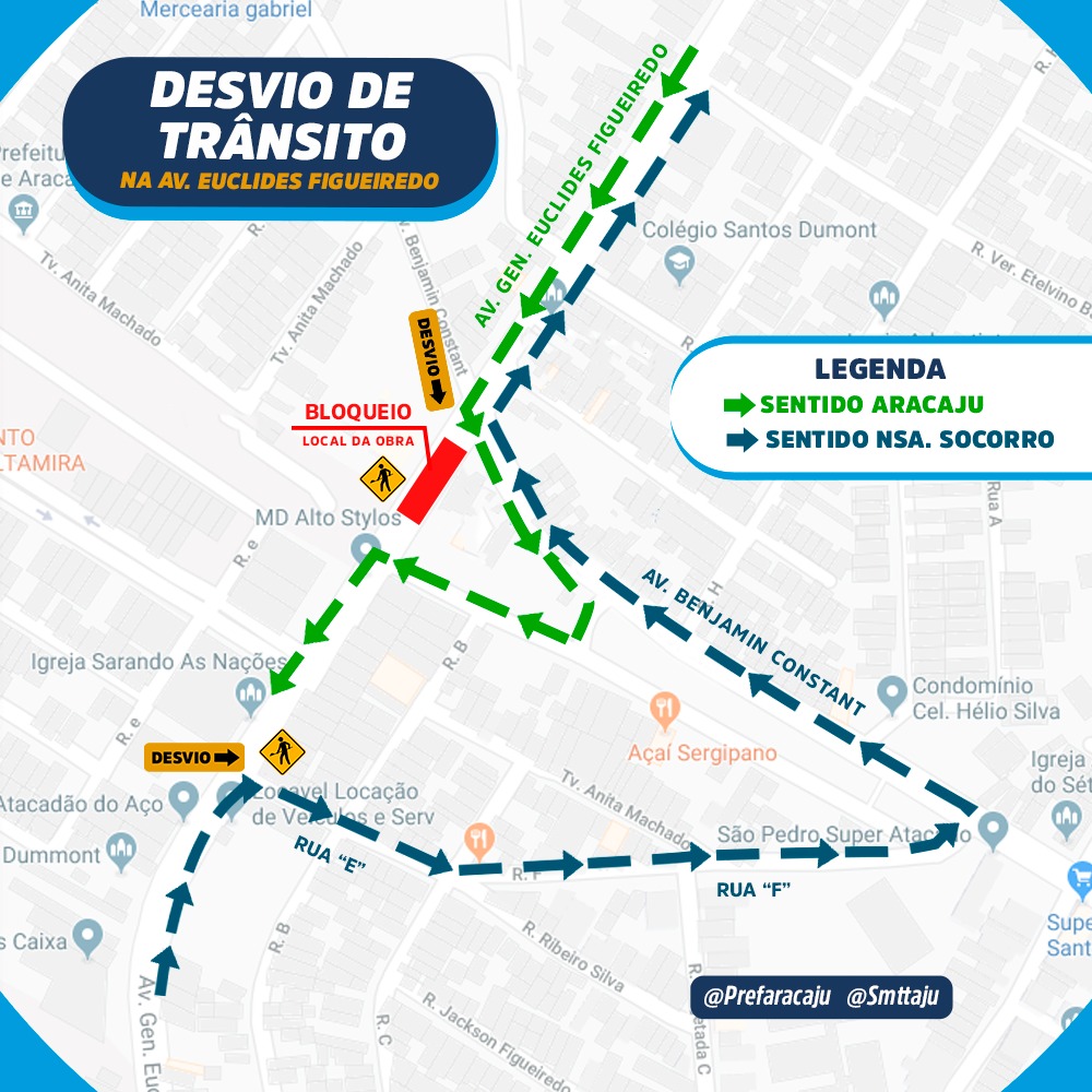Obra na avenida Euclides Figueiredo avança e via terá ponto de bloqueio a partir de 5 de agosto - SMTT Aracaju